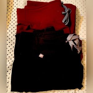 SOLD 3 pair of fig scrub bottoms in maroon,black & blue
